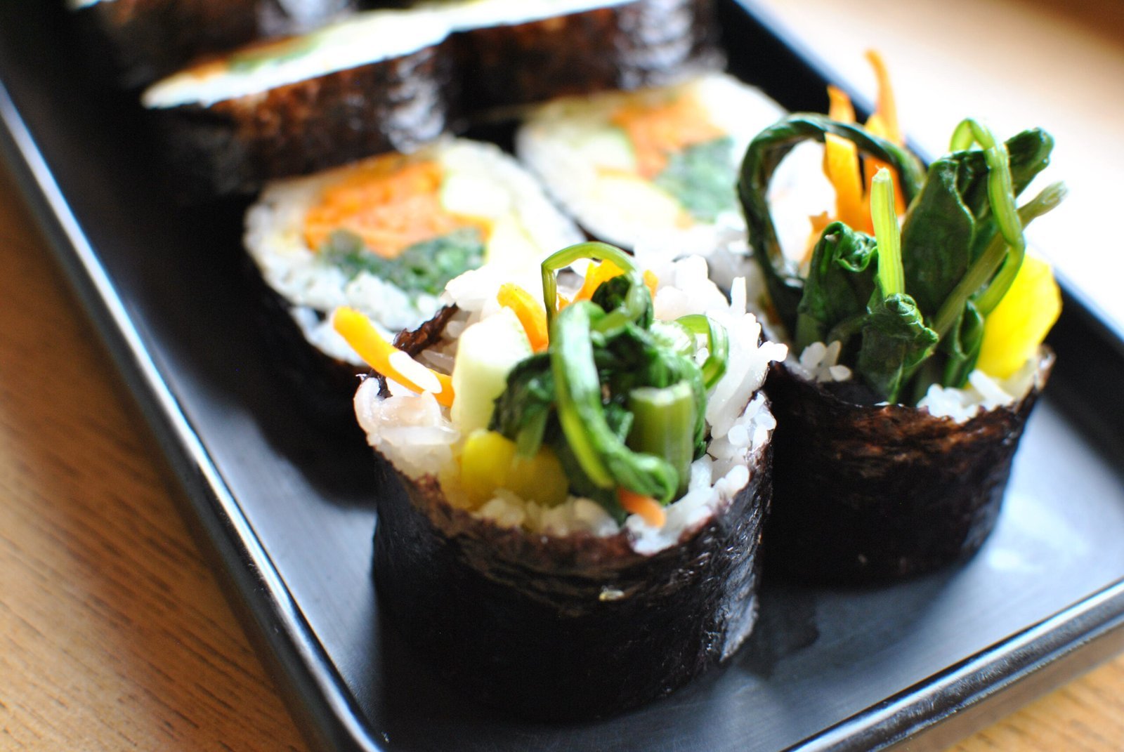 Freshly rolled vegetable kimbap
