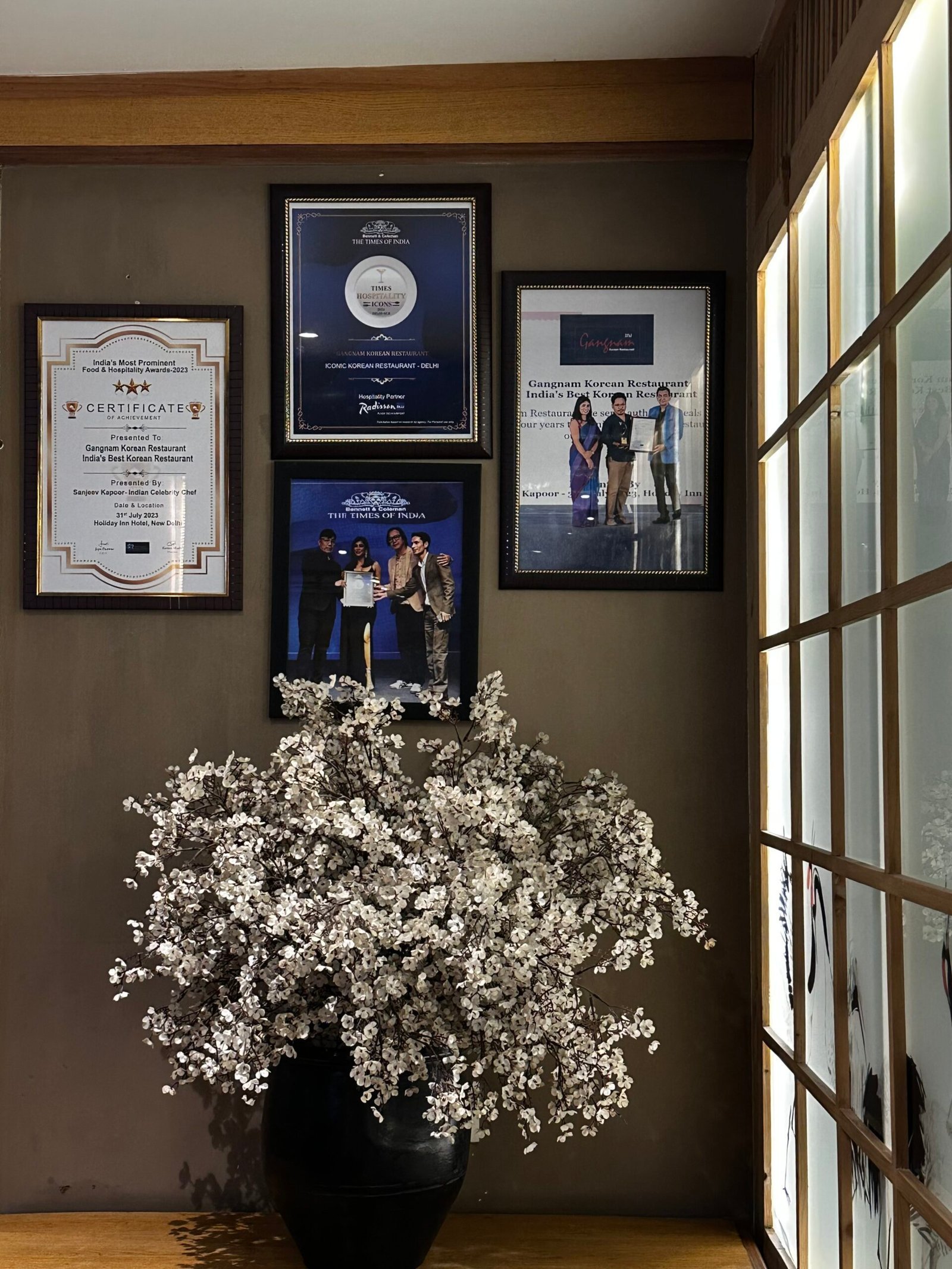 Certificate: India's Best Korean Restaurant, presented by Chef Sanjeev Kapoor